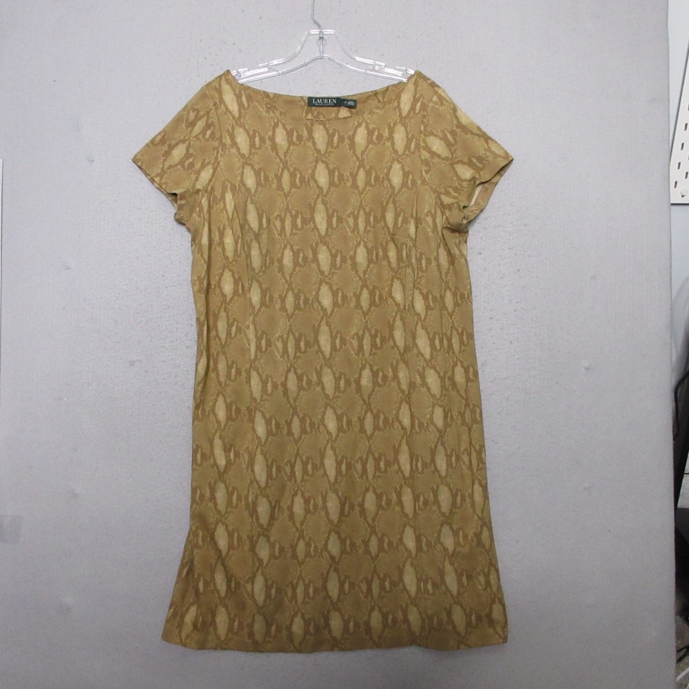 Lauren Ralph‎ Lauren Dress Plus 1X Brown Animal Snake Shift Old Money Timeless